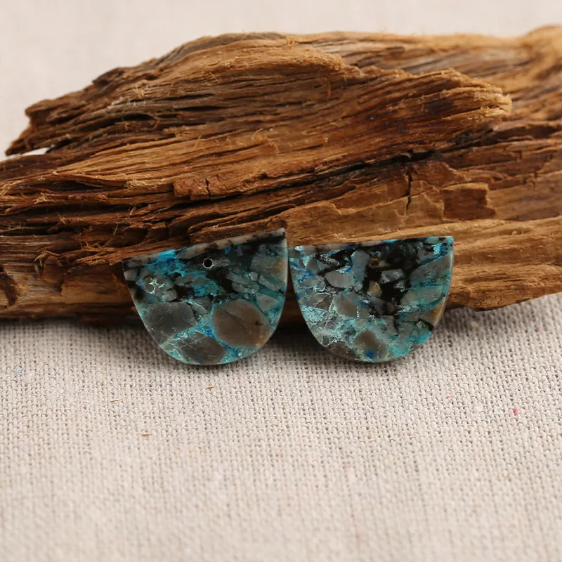 B&F Chrysocolla Earring Beads, Handmade Natural stones beads, Polished Stones for jewelry Making Supplies