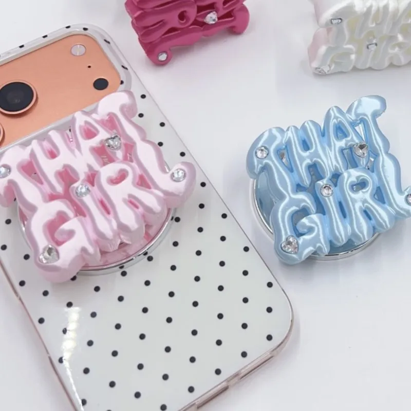 3D THAT GIRL Word Bling Rhinestone Magnetic Phone Grip Stand Cute Aesthetic Holder for Magsafe Case Accessory for iPhone