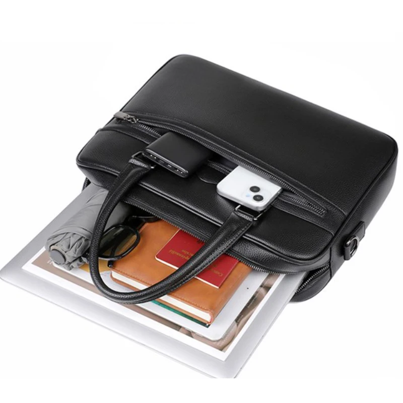 2025 New Shoulder Bag Crossbody Bag Men's PU Leather Horizontal Style Men's Backpack Business Document Leather Bag Briefcase