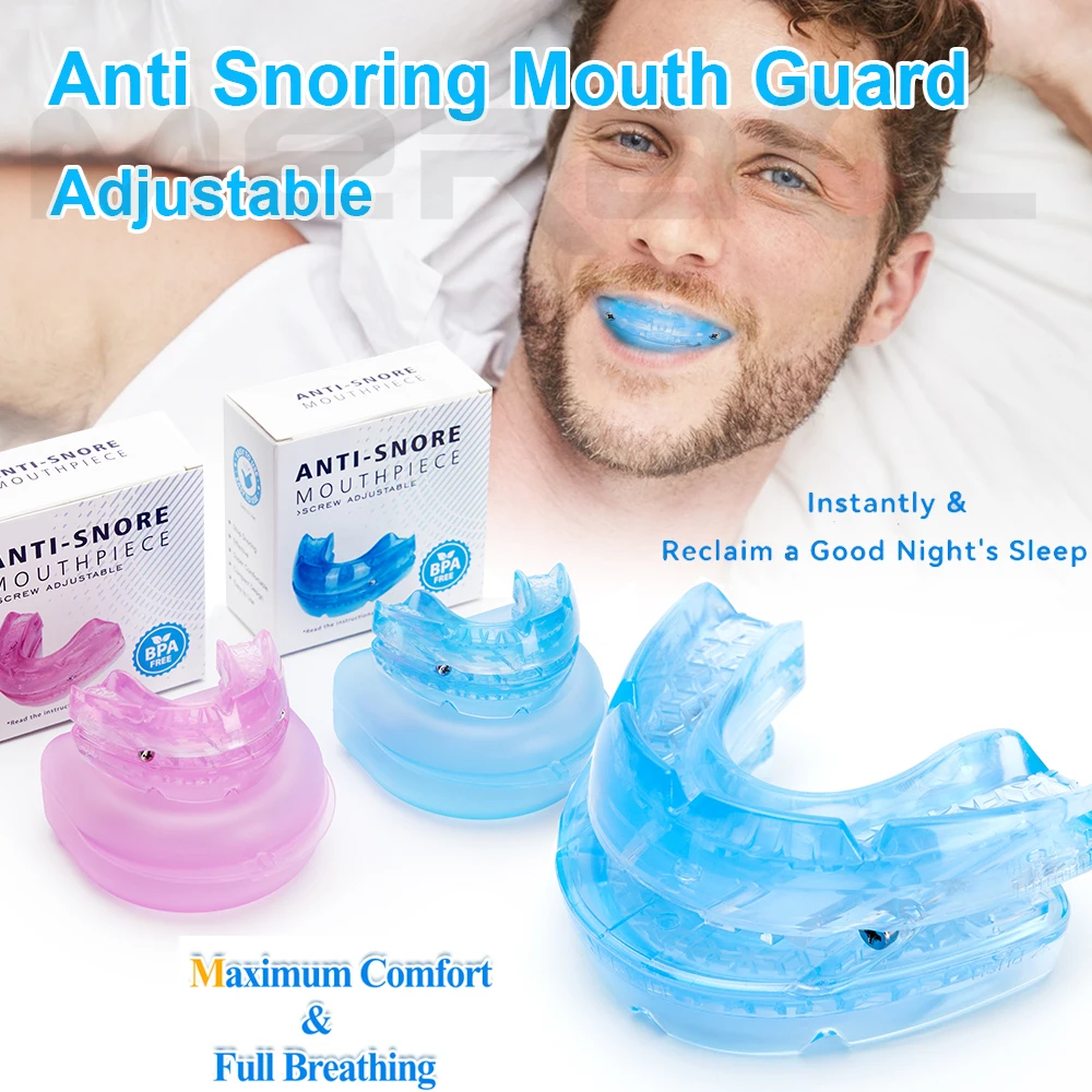 Adjustable Anti Snoring Device Mouth Guard Anti-Snoring Sleep Aid Device Sleeping Bruxism Snoring Stopper Help Sleep Mouthpiece