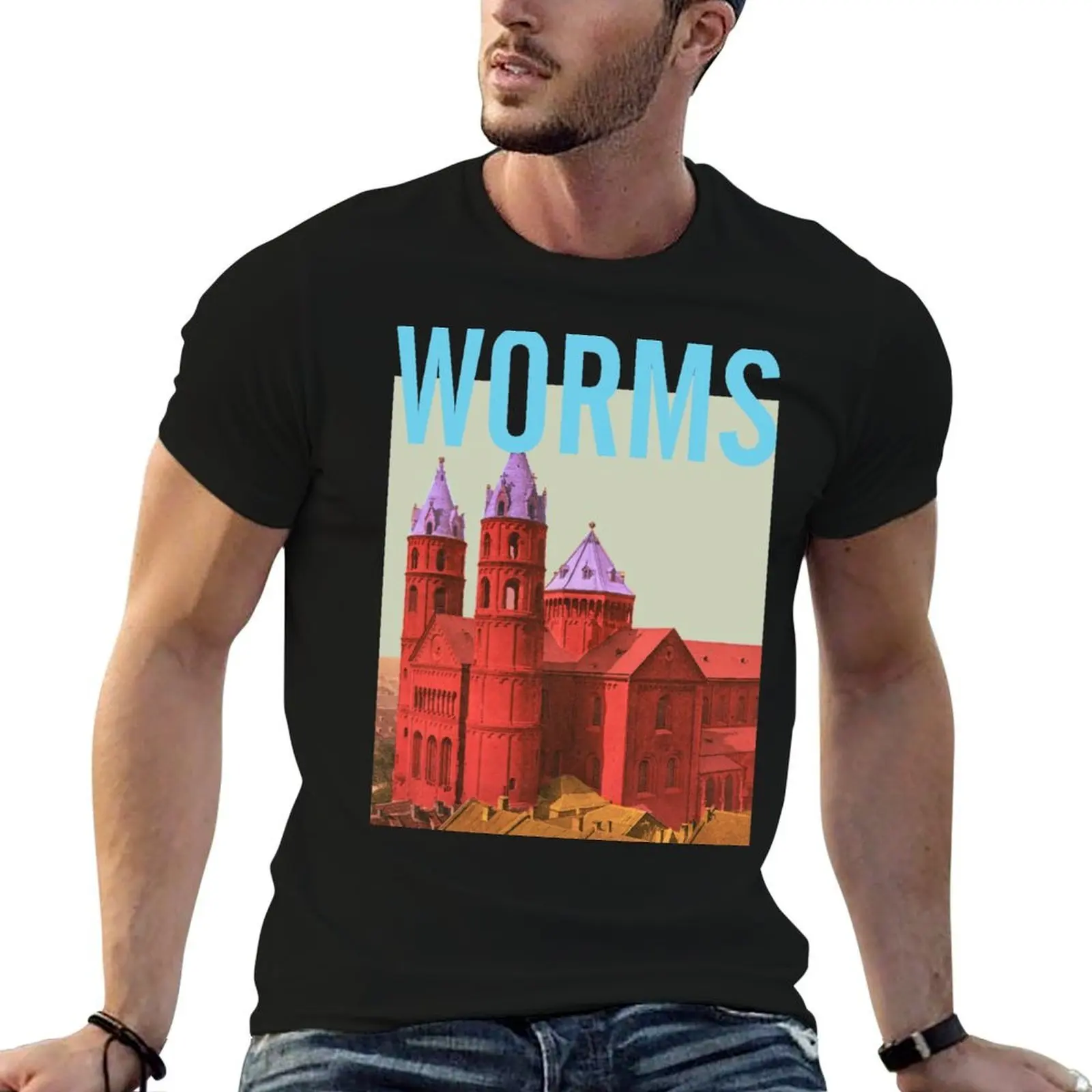 

Worms Cathedral, Rhineland Palatinate T-Shirt funny t shirts dark humor cotton tshirt 100% t shirts for man pack cotton T-shirt