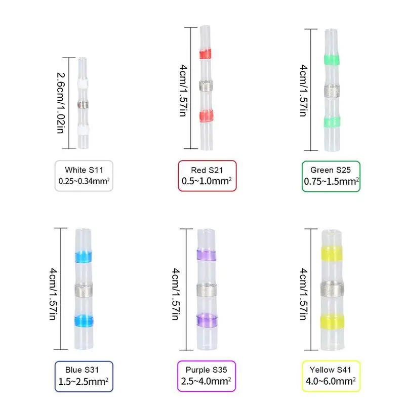 Solder Seal Connectors 60pcs Waterproof Safe Solder Heat Shrink Set Dust-Proof Solder Butt Connectors Heat Shrink Heat Shrink