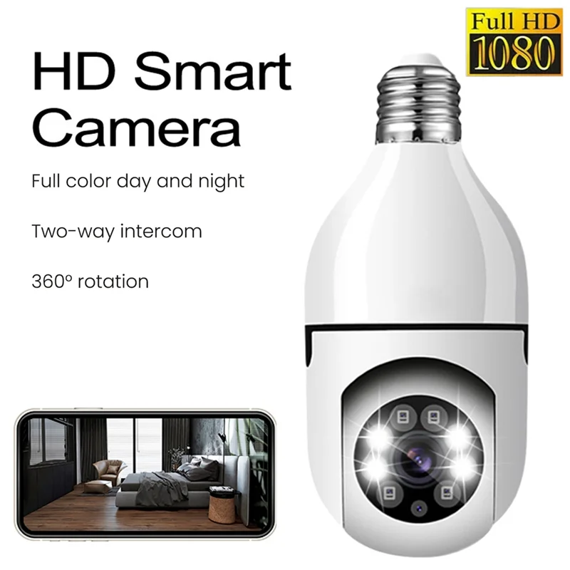 5G Wifi Bulb Night Vision Camera Surveillance Full Color Automatic Human Tracking Video Security Monitor Cam-AB01