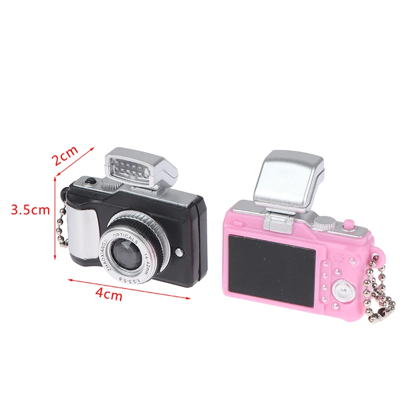 Mini Digital Camera Model 1:12 Dollhouse Camera LED Flash Keychain Decor Toy