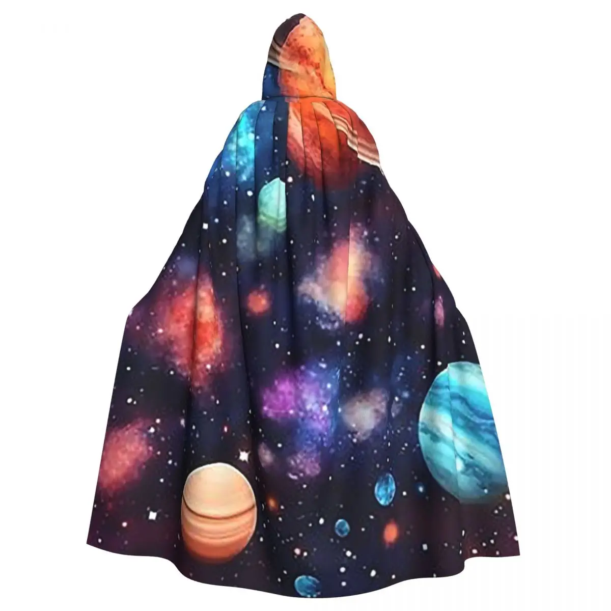 Solar System Space Planets Universe Long Hooded Cloak Witch Medieval Costume Cosplay Cape HalloweenParty Adult Unisex