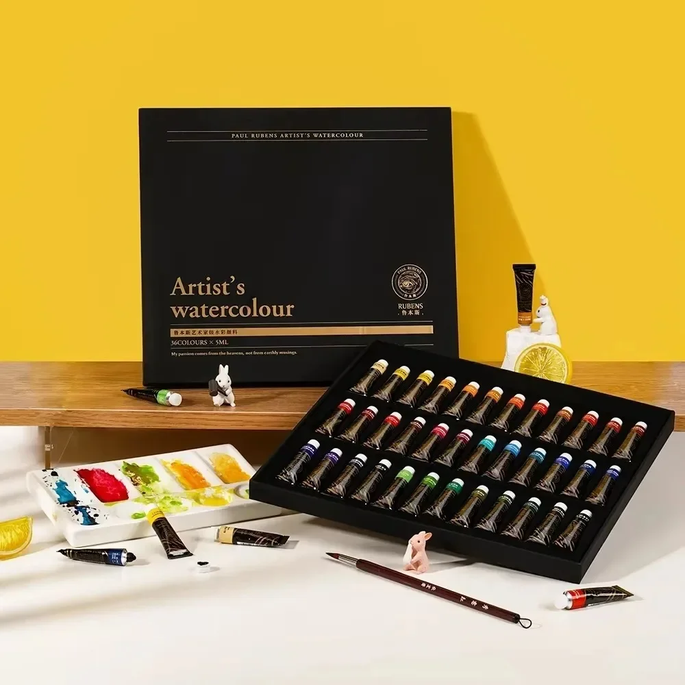مجموعة ألوان مائية للفنانين من بول روبنز 24/36 أنابيب ألوان مائية نابضة بالحياة 5 مل للفنانين المحترفين