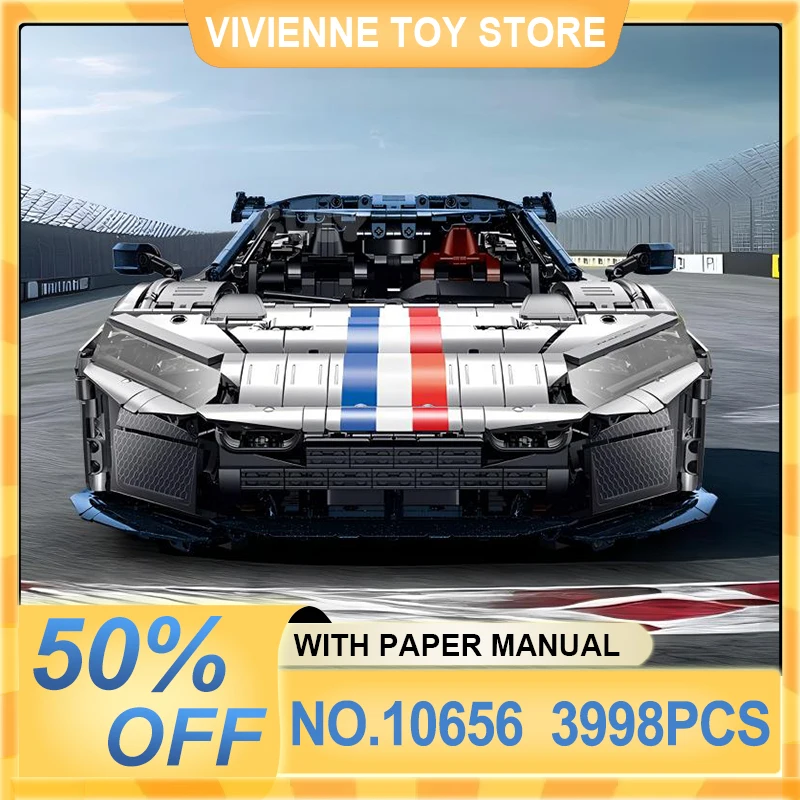 GULY 10656 Luxury Silver MOC Sports Car 1:8 Building Blocks Bricks, Challenging Intellectual Toy as Awesome Birthday Gift