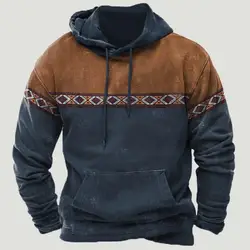 Vintage Sweatshirt 3D Colorblock Aztec Ethnic Hoodies Loose Men/WOMEN Hoodie Holiday Kids Long Sleeve Coat Men Clothing