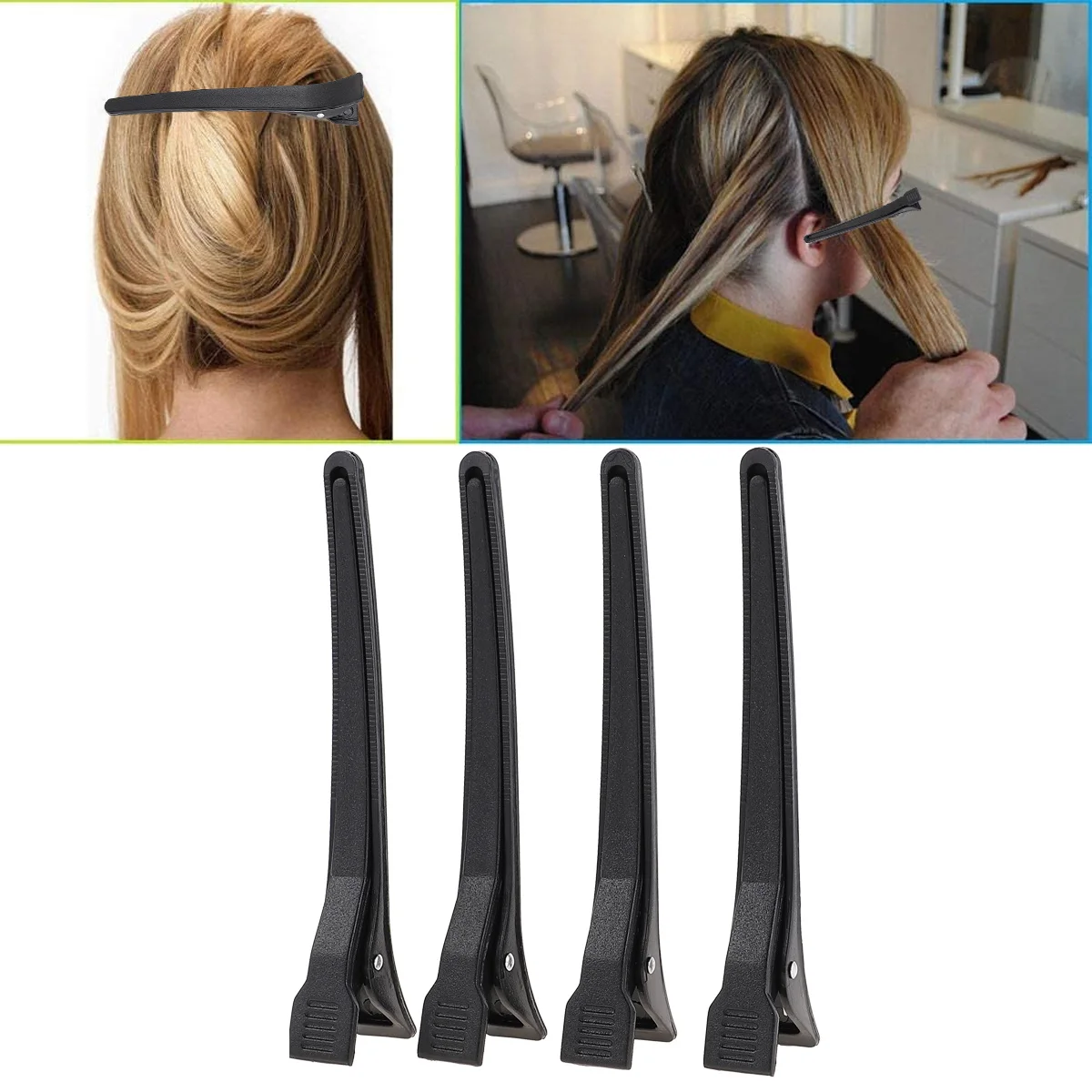 12 قطعة من دبابيس الشعر البلاستيكية السوداء منقار البط متينة مملة البولندية مقاطع ضيقة مقاطع مقاومة للحرارة والبرودة لتصفيف الشعر والاستخدام اليومي #4