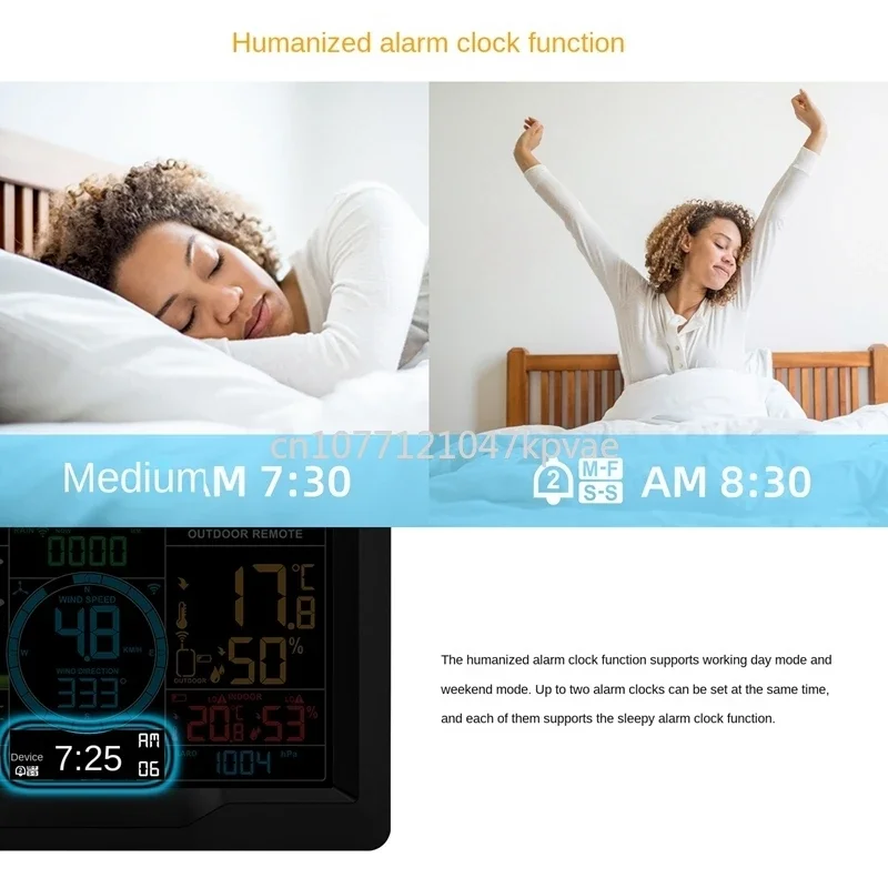 Direction and Speed Barometric Alarm Clock 433Mhz Wireless Professional Weather Station Wind