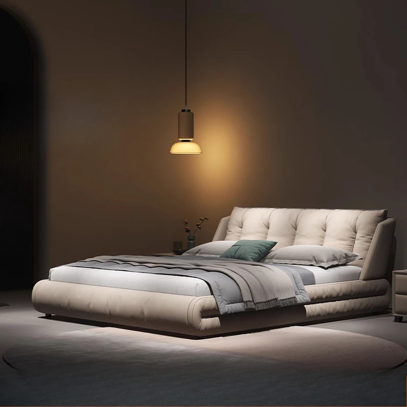 

180x200cm Modern Master Bedroom 2 People Bed Composite Leather Comfortable Down Bag Double Beds Luxury Headboard Twin Furniture