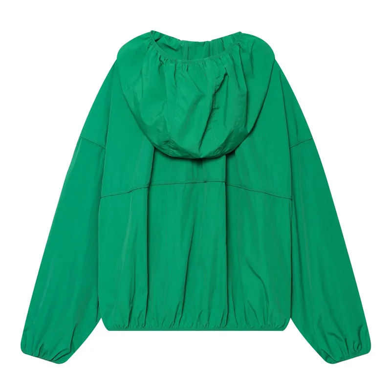 Guobioziy 2026 Spring Women Relaxed Fit Zip Up Outerwear Ruffle Collar Long Sleeve Elastic Hem For Multi Occasion Styling