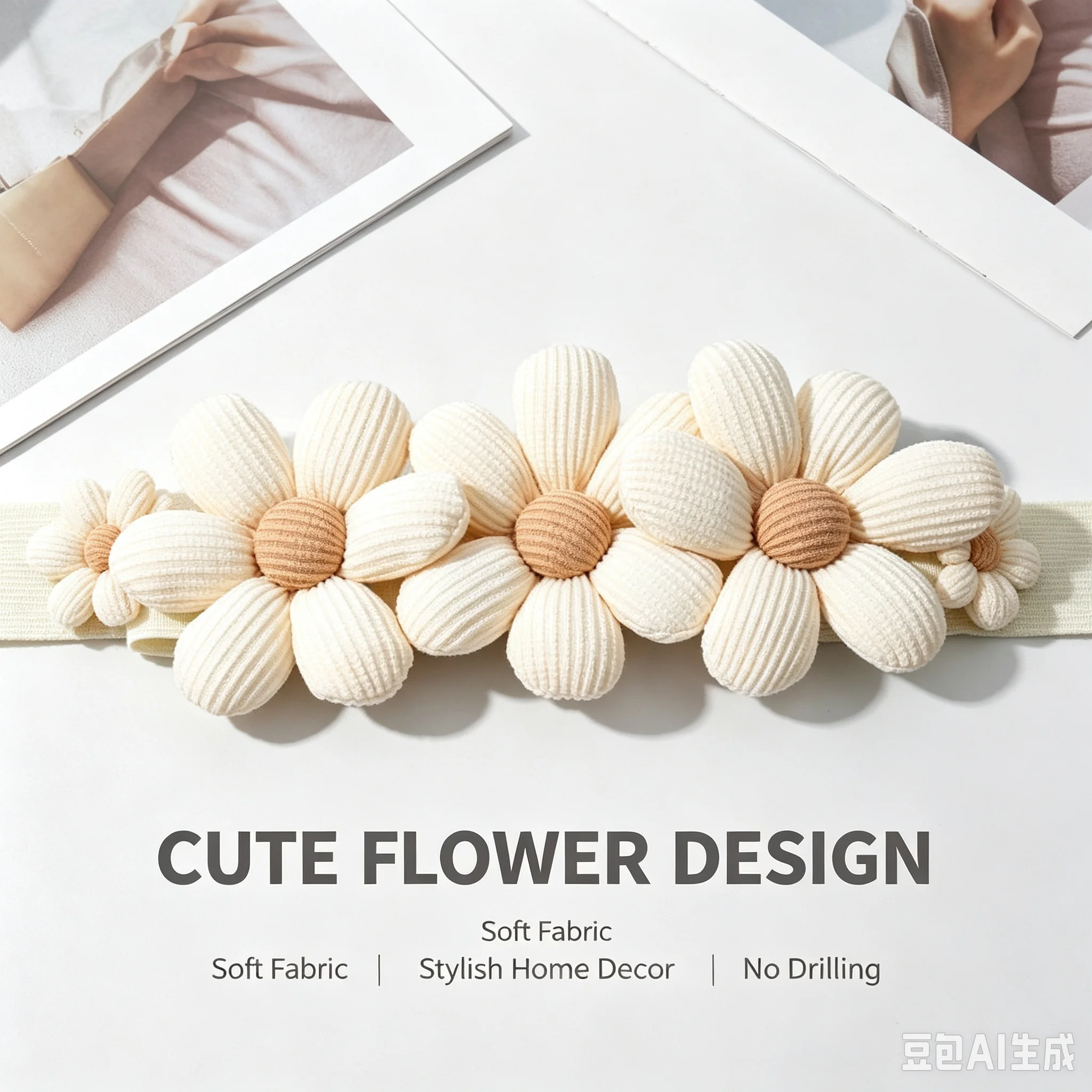 2PCS Flower Curtain Ties, Decorative Curtain Buckles, Cute Floral Curtain Holders, Easy No-Drill Window Treatment for Bedroom Li