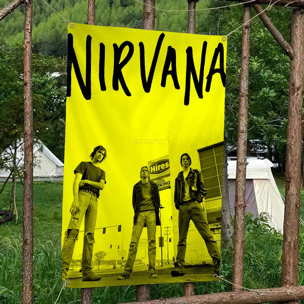 Band Hot N-Nirvana Banner Art Printing Japanese Wall Flag Anime Wall Hanging Home Decor