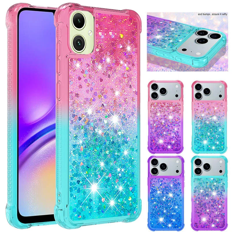 A27 Gradient Color Case for Samsung Galaxy A27 5G A 27 SM-A276E Cover Soft Silicone Quicksand Bling Bling Phone Case Capa Fundas