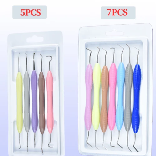 Imagen 2 del producto Espátulas de relleno de resina compuesta Dental, juego de restauración estética, caja de desinfección Autoclavable, instrumento Dental, 5 uds./7 Uds.