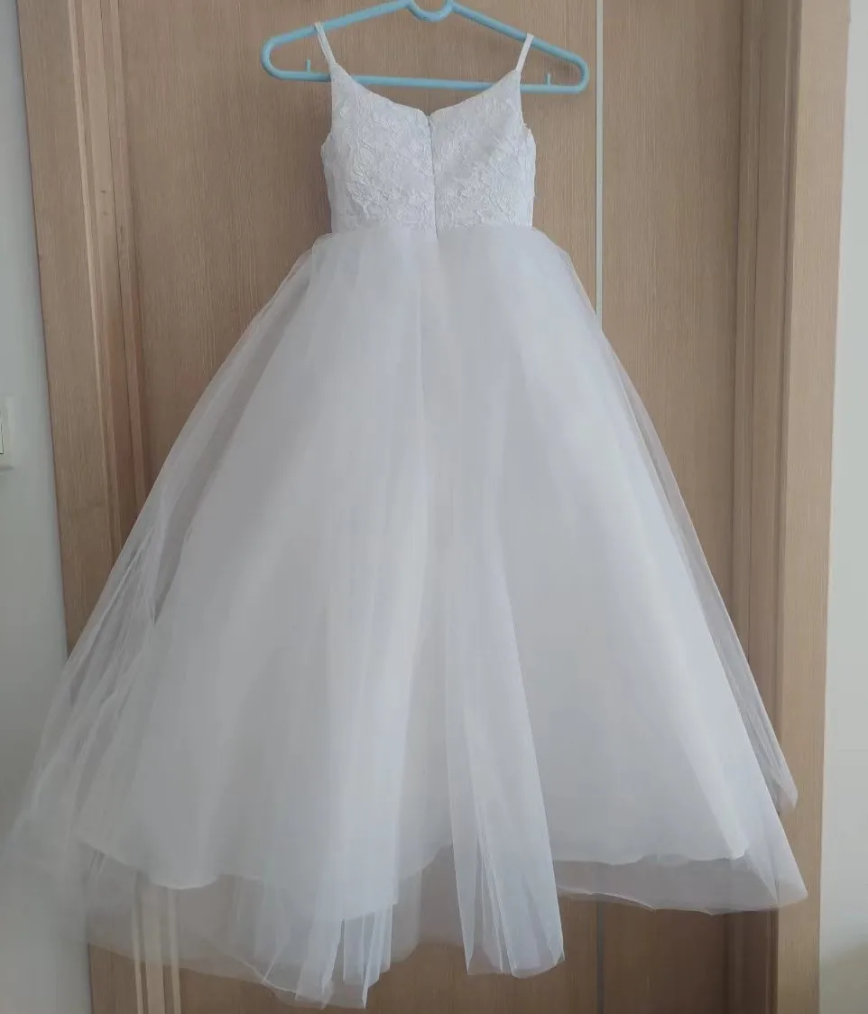 Vestidos de comunión para niñas, ropa sin mangas, cuello redondo, color champán, con apliques de encaje, para bodas