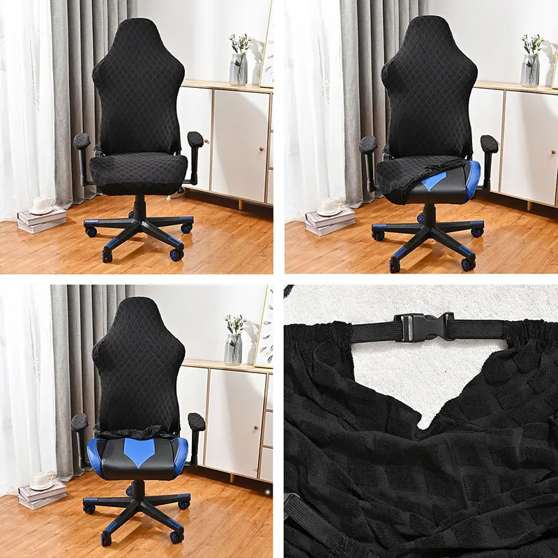 Universal Elastic Diamond Jacquard Gaming Chair Cover Stretch Dustproof Seat Protector Home Office Swivel Computer Chair Cover