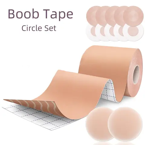 Boob Tape Breast Lift Tape for Large Breasts with 2 Pcs Nipple Covers Invisible Boobtape for A-G Cup Beige