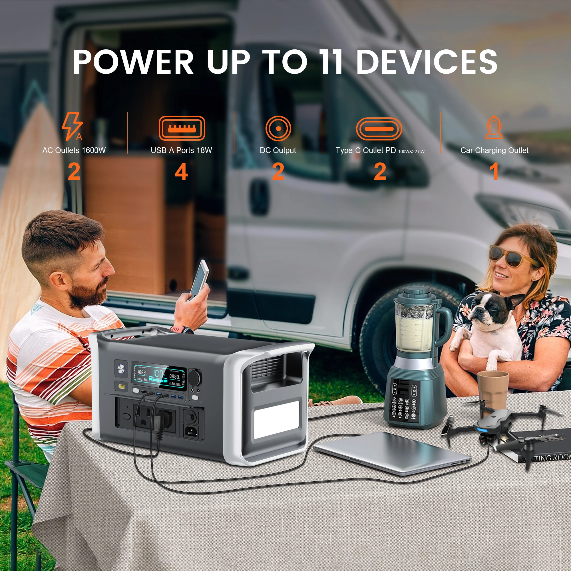 CTOLITY AP1000 1024Wh Portable Power Station LiFePo4 Battery 1800W Solar Generator Storage Energy 1600W 110V PowerBank Camping
