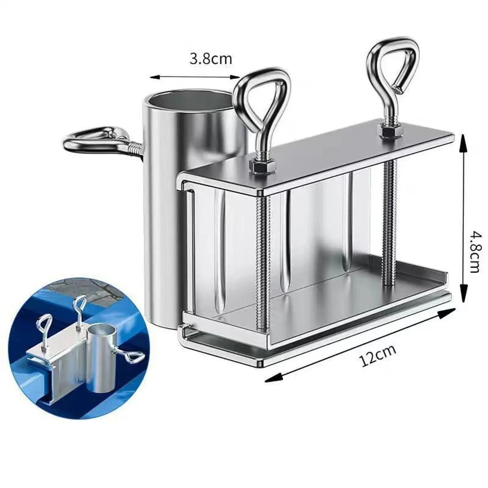 Portable Umbrella Clamp Mount Compact Metal Bracket Tool Free Install for Tricycles and Pushcarts