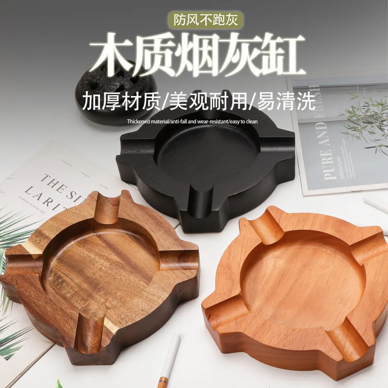 

Wooden Cigar Ashtray with Fixed Groove, Solid Wood Desktop Decor Storage Ornament Home Household Gift