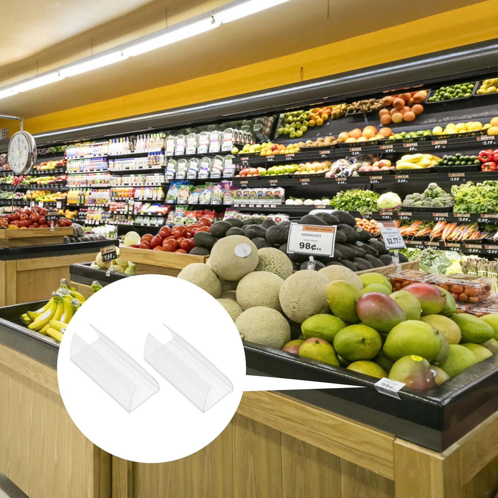 30 Pcs Price Bar Clip Shelf Label Holder Transparent PVC Reusable Sign Display Tag For Shelves Home Office Storage