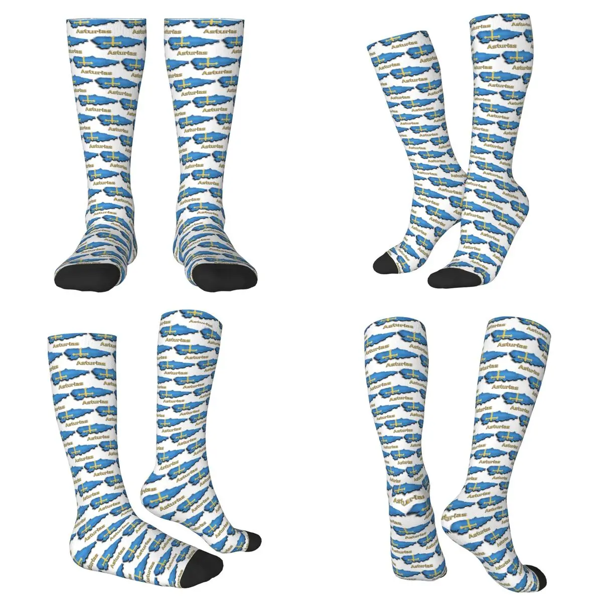

Всесезонные носки с флагом Астурия, Harajuku, спортивные носки средней длины, мягкие модные чулки для мужчин и женщин