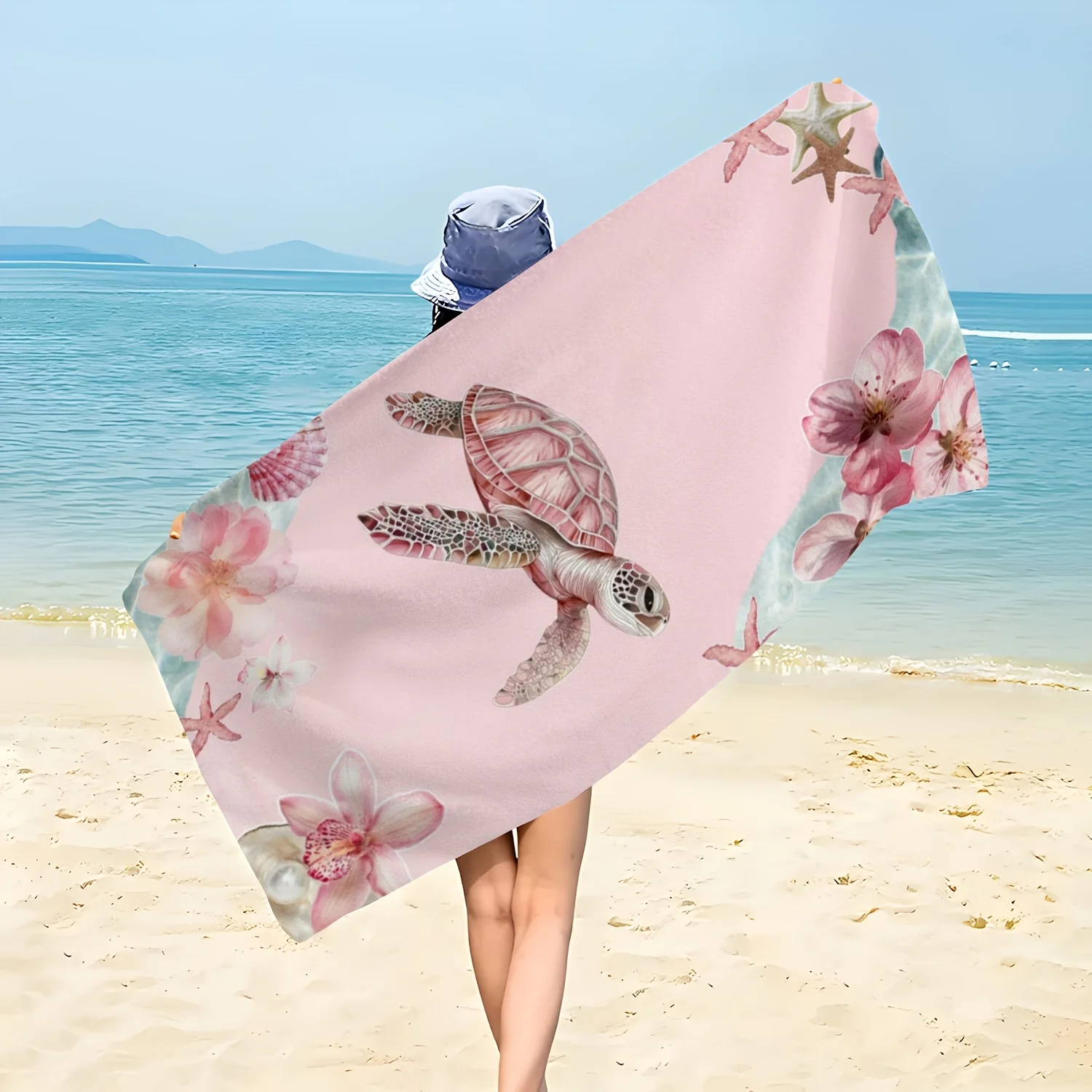 Pink Turtle Print Flannel Blanket, Suitable for Sofas, Beds, Cars, Rooms, Offices, Camping, Exquisite Gift Blanket
