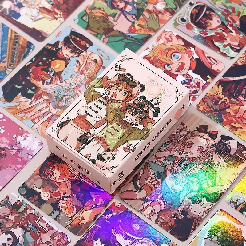 50Pcs/lot Cute Anime Laser Cards Double Sided Printing LOMO Cards Kids Toys Birthday gif