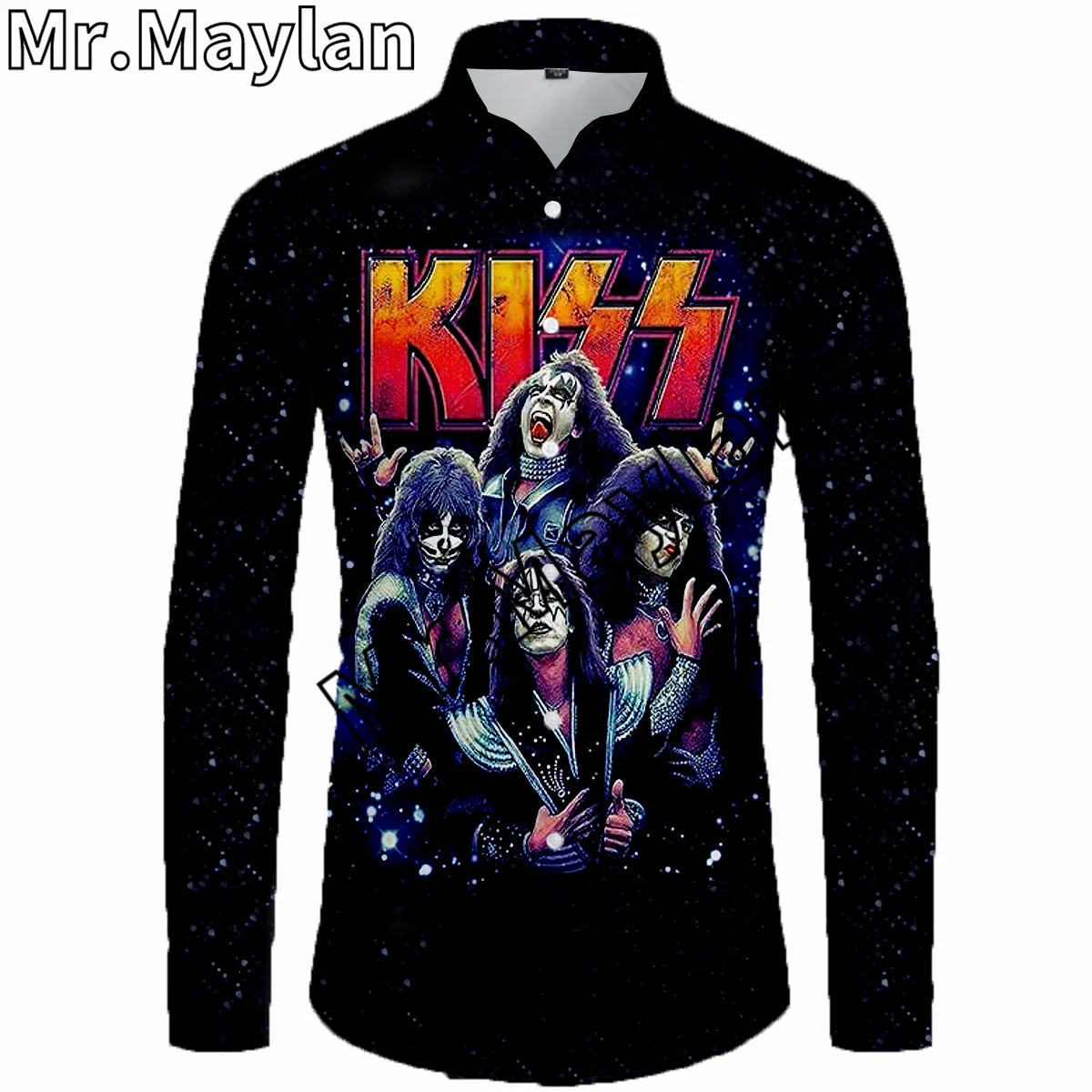 Rock Kiss Band 3D Printed Shirt Hawaii Shirt Men Summer Long Sleeve Shirt Men Shirts 2023 Oversized 5XL Camisas Masculinas-110