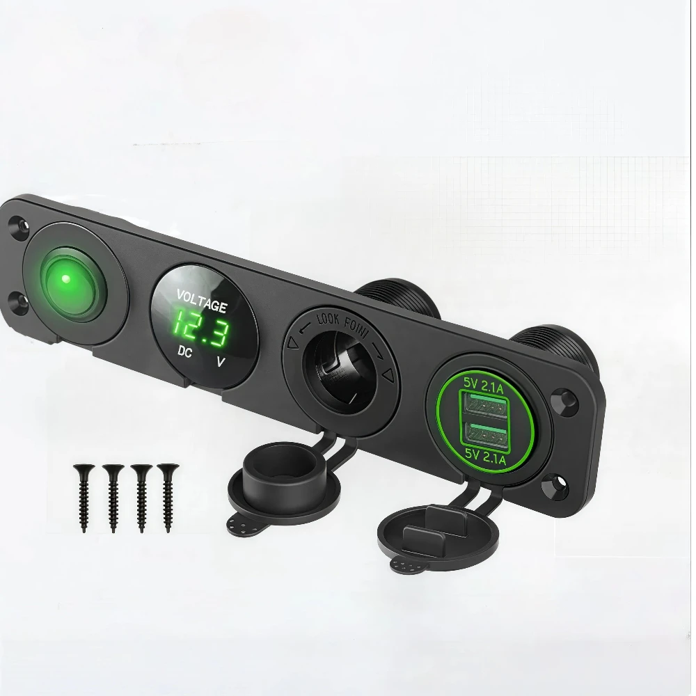 

Vehicle-mounted 12V 3.1A Power Switch Panel Digital Voltmeter Dual USB Power Charger Suitable For RVs Cars Trucks And Ships