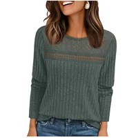 Elegant Women Lace Hollow Out Splicing Shirt Autumn Solid Color Loose Tops Female Fashion Casual O Neck Long Sleeve Blouses 2025 3