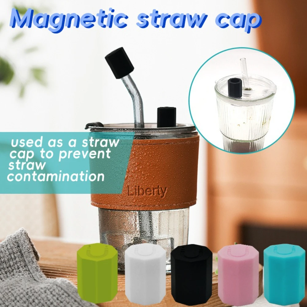 

2pcs Magnetic Straw Cap Water Bottle Cup Accessories Reusable Silicone Straw Lid Protective Cases Suitable for BruMate Resa Cups