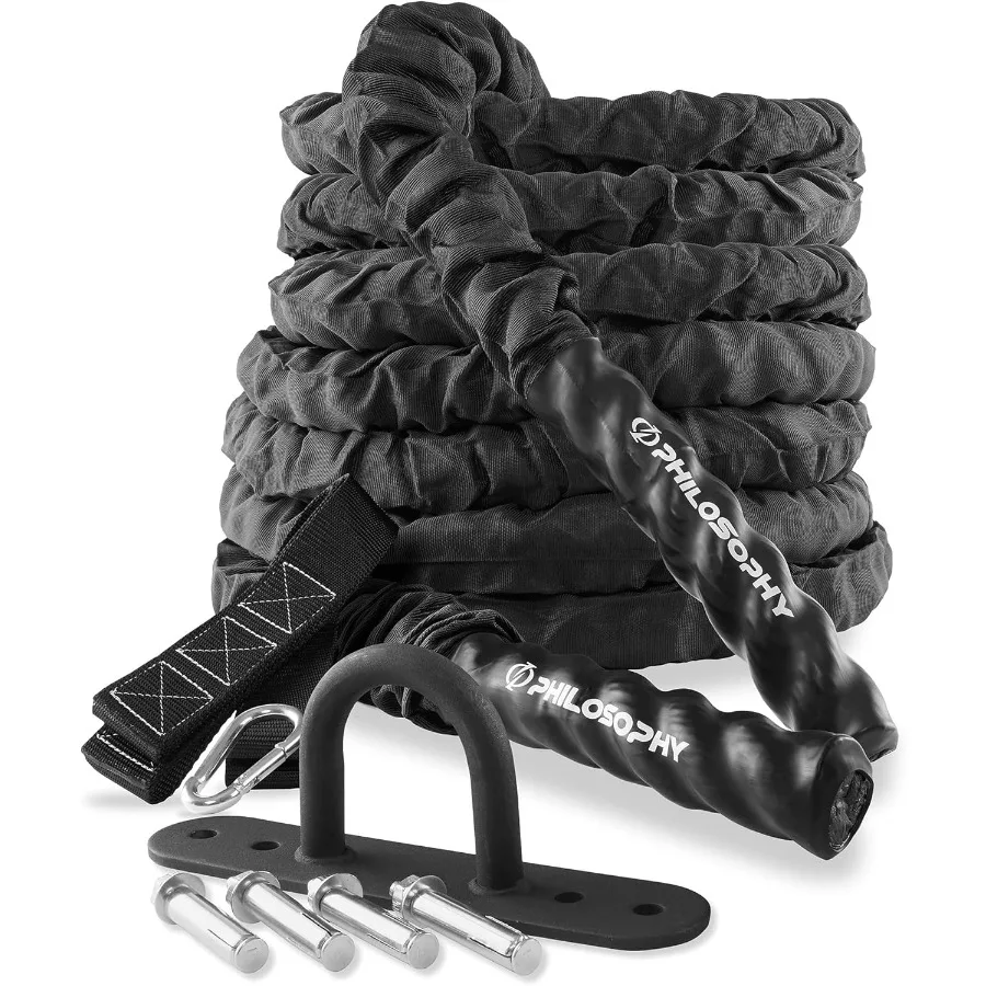

Philosophy Gym Exercise Battle Rope with Cover and Anchor Kit for Fitness Training Conditioning