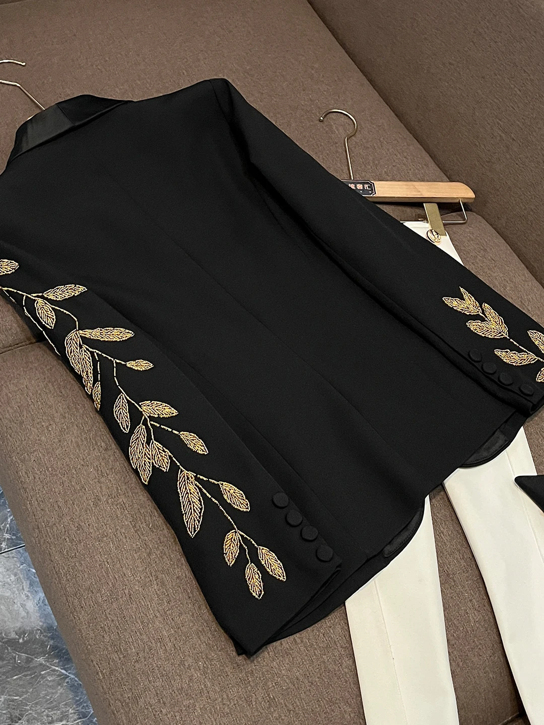 Ele المطرزة الثقيلة خياطة سليم صالح البدلة Jaet الفاخرة Faion ملابس العمل تخفيف Busin ألياف البوليستر عادية #2