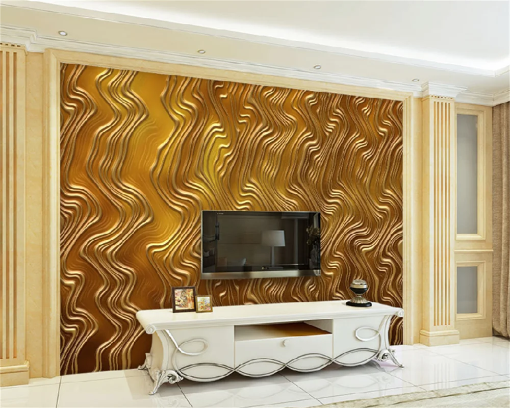 

wellyu Custom wallpaper luxury European-style resplendent art high-end living room bedroom background wall golden mural behang