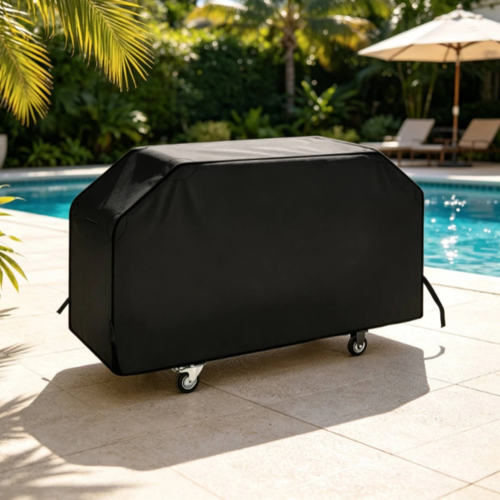 Grill Cover with Drawstring Waterproof Barbecue Cover with Ties Windproof Anti for Backyard, Patio