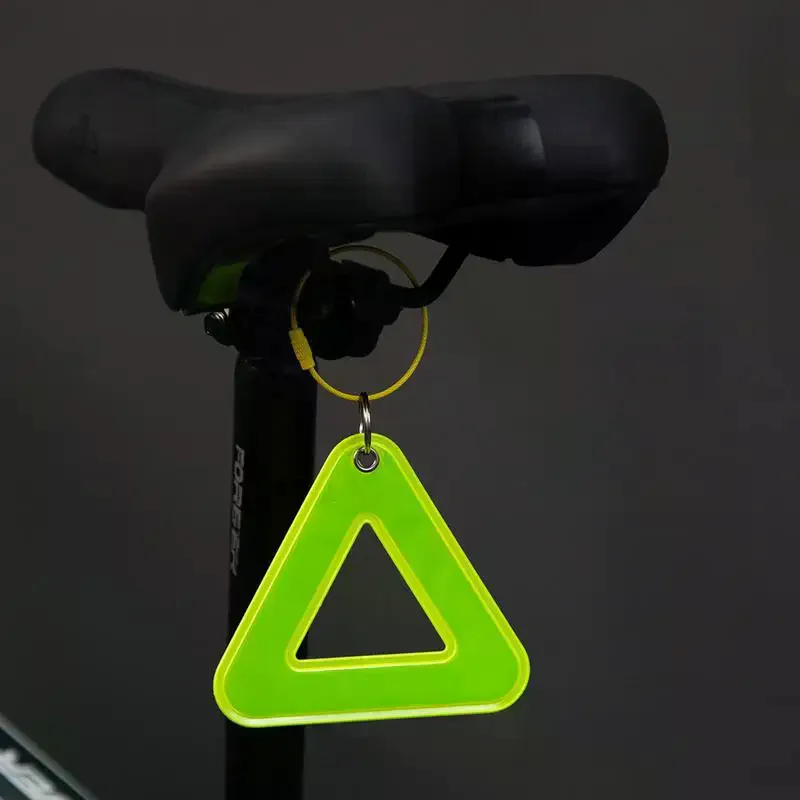 1Pc Reflective Signs Triangle Signs Safety Warning For Bicycle Hanging Tag W Steel Ring Bike Night Visible Riding Safety Safe