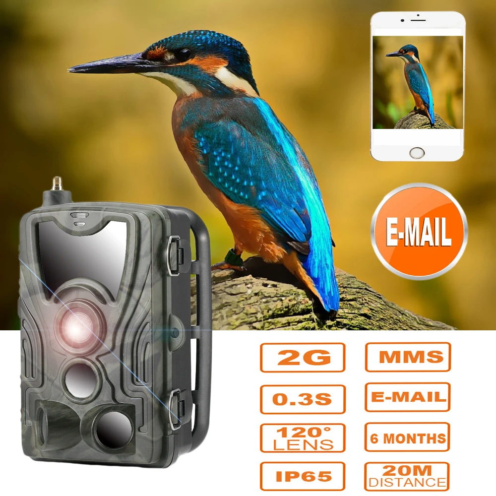 

HC801M 2G Hunting Trail Camera 20MP 1080P 0.3S Trigger MMS SMS SMTP Wildlife Photo Trap