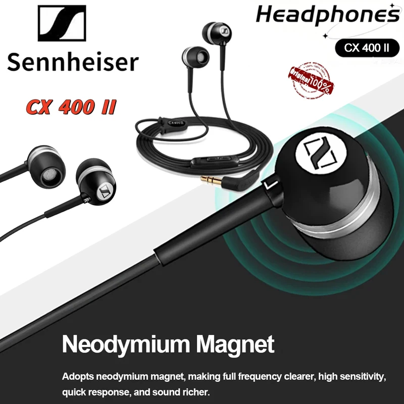

Проводные стереонаушники Sennheiser CX400II 3,5 мм для iPhone/Samsung/XiaoMi, басовые наушники, спортивные наушники, прецизионные HIFI-наушники