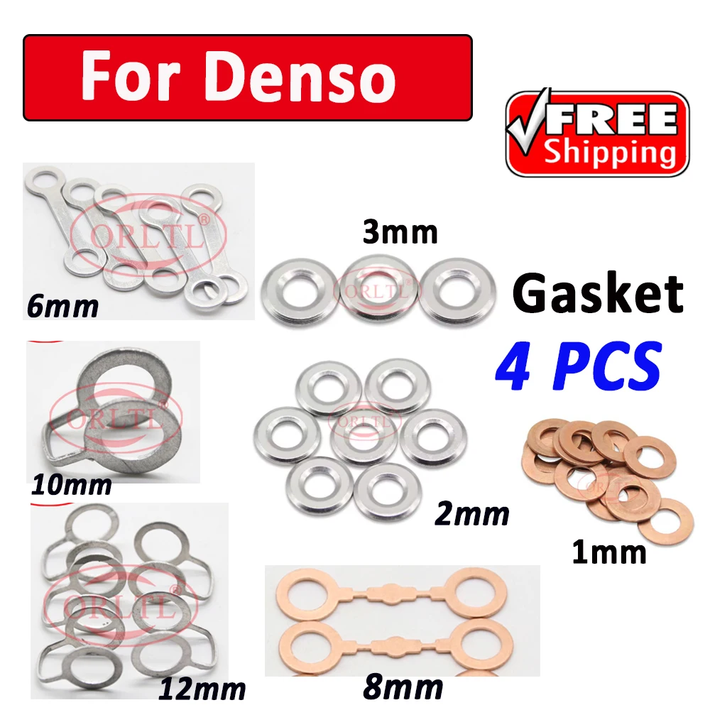 4 PCS ORLTL Diesel Injector 1mm 2mm 6mm 8mm Copper Washer Shims 10mm 12mm For Denso Fuel Injector Thermal insulation Gasket