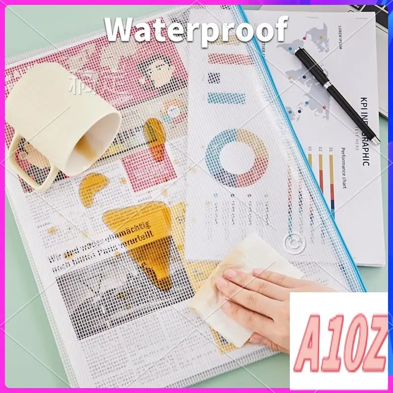 

0Z-A3 (16.9X12.4 In) Mesh Zipper Pouch,12 Colors Extra Large Zipper Bags,Waterproof File Pouches For Office Supplies