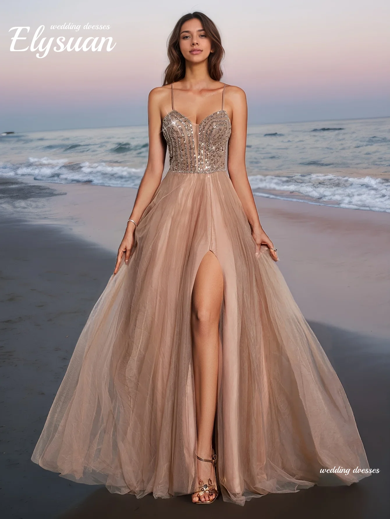 Abito da sera scintillante elegante con spalle scoperte da donna personalizzato Abito lungo a sirena a trapezio da sera per matrimonio