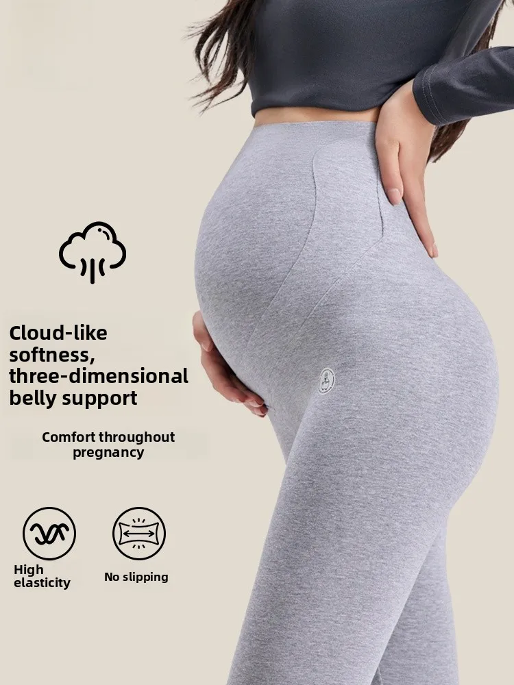 

Брюки для йоги Materni с высокой талией, хлопковые, на флисовой подкладке, комфортные, осенне-зимние, укороченные, без застежек