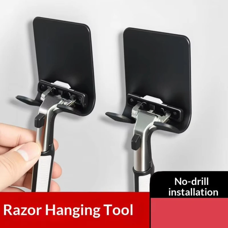 3pcs Punch‑Free Razor Holder Wall Mounted Shaver Storage Hook Waterproof Self‑Adhesive Razor Rack Bathroom Shaving Accessories