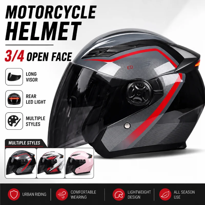 Motorcycle Gear Urban - Capacete de Motocicleta 3/4 Aberto com