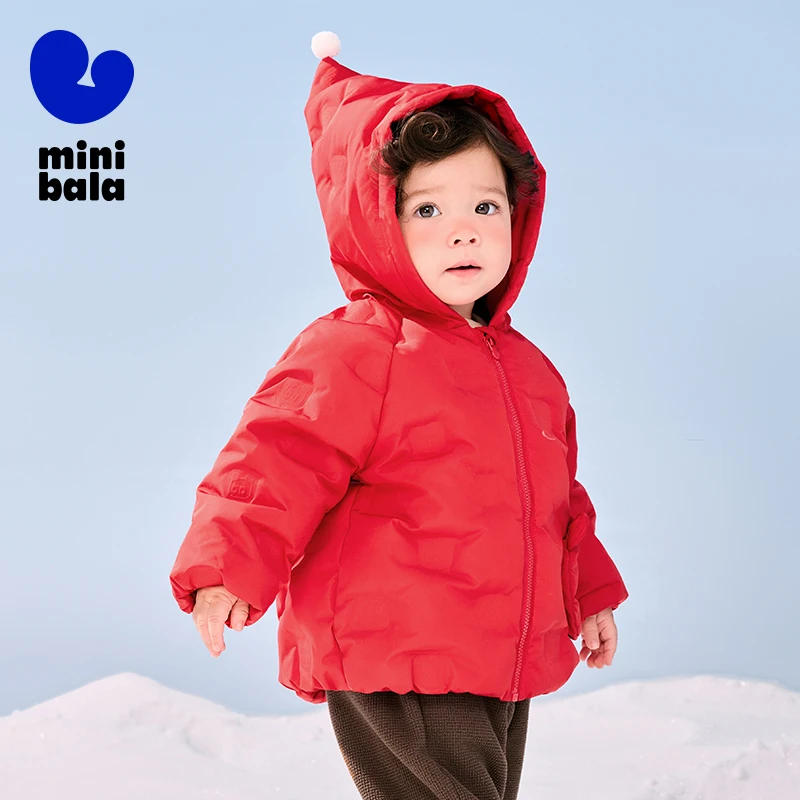 Mini Balabala Winter Kids 3D Shape Down Jacket Thick Warm Coat with Elf Hood for Babies and Toddlers