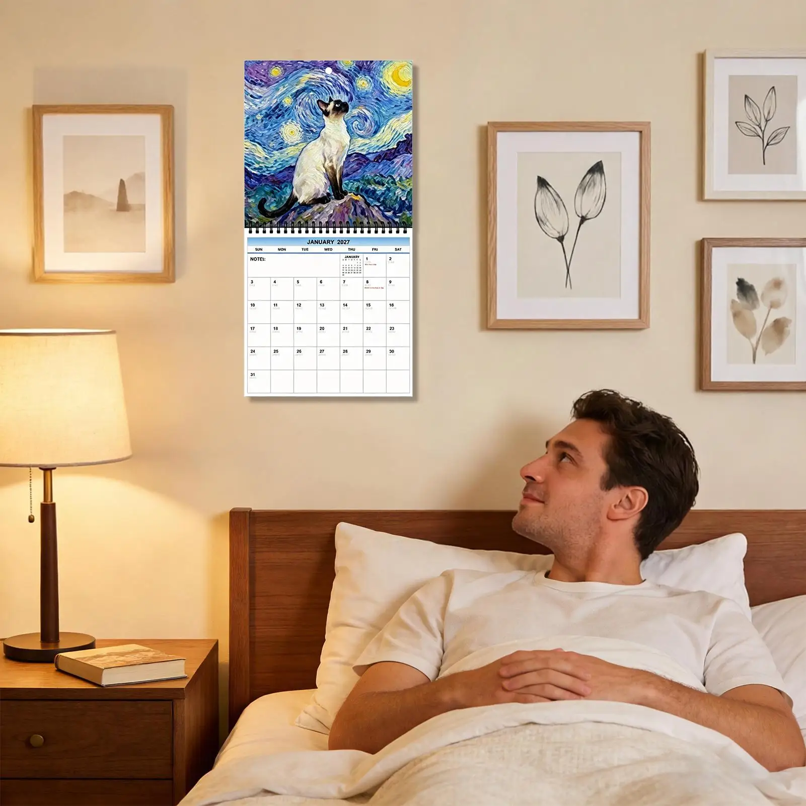 2027 Cat Calendar Large Date Grid Cat Theme Thick Paper Planner 12 Month Wall Planner For Dining Room Dorm Living Room Bedroom