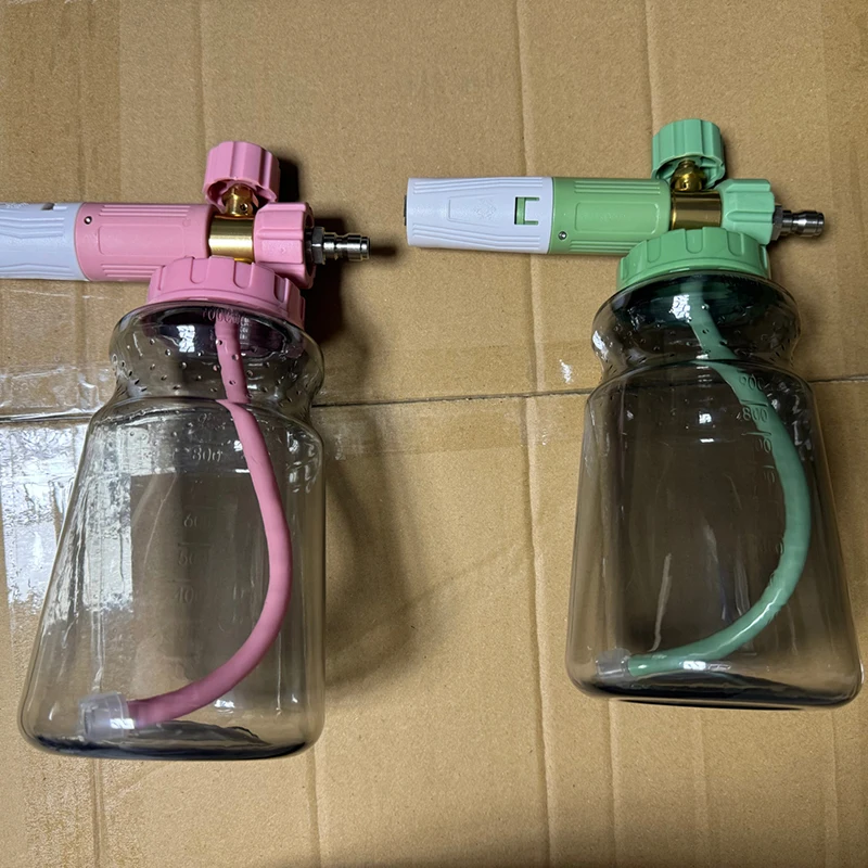 

Генератор пены 1 л, 1/4 дюйма, быстрое подключение к пистолету для мойки высокого давления, насадка для мытья автомобиля, насадка для пены для снега, прозрачная бутылка, пенопластовая пушка